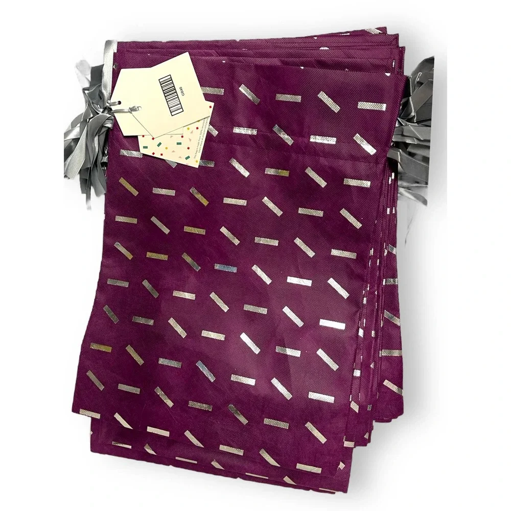 25 x Large 18" Purple Fabric Gift Bags w/ Silver Ribbon | Christine Taylor CTC - Picture 10 of 13